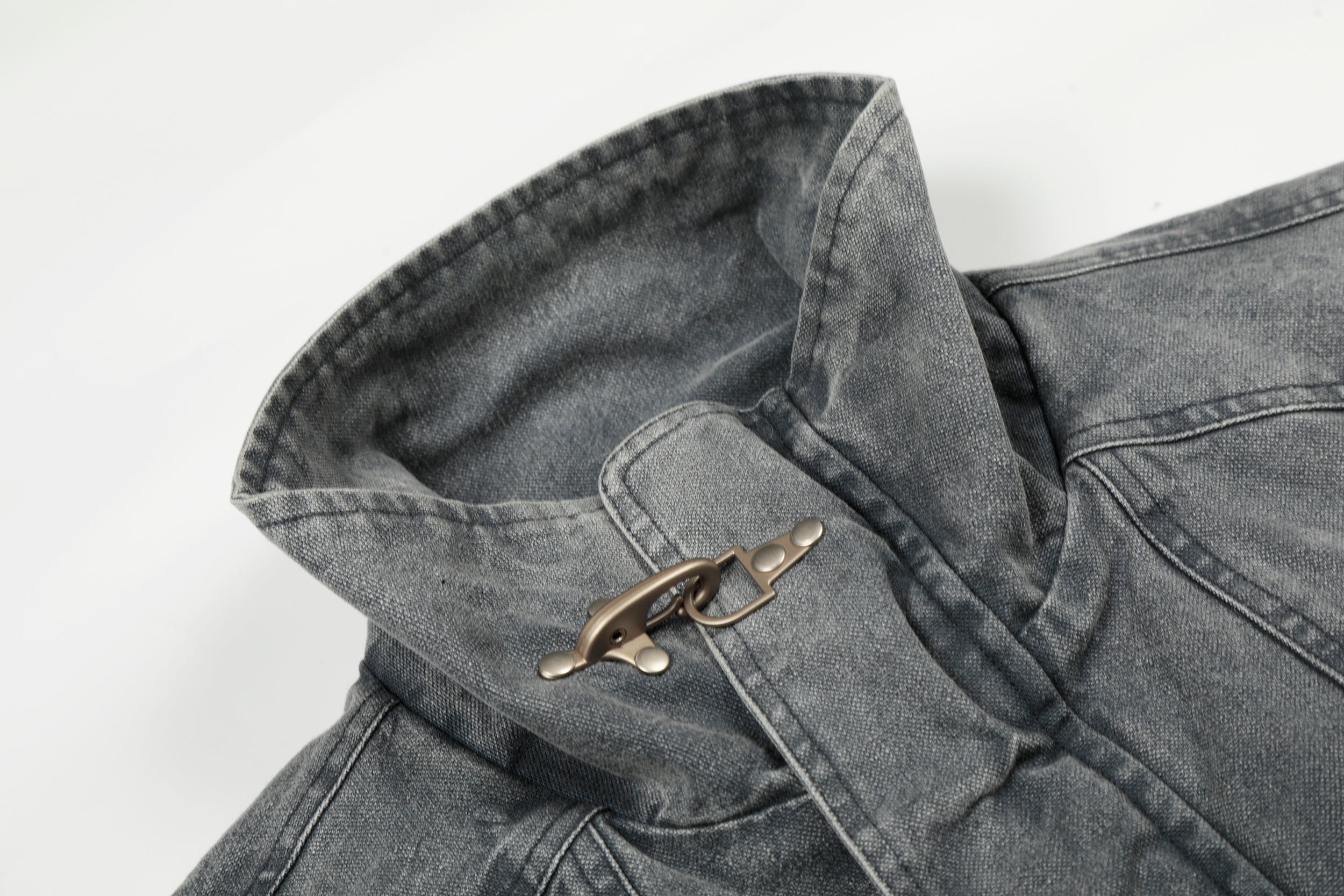 Omirad Washed Utility Bomber Jacket | Grey Denim Streetwear