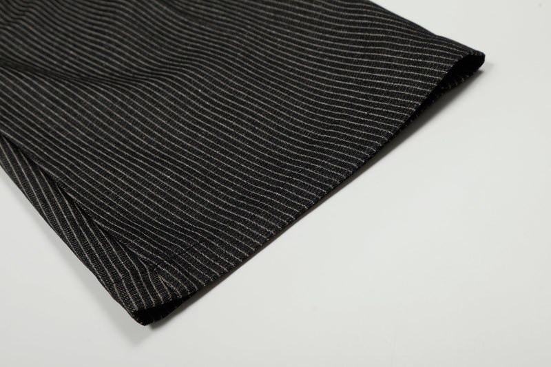Pinstripe Wide-Leg Pleated Trousers | Relaxed Tailored Fit