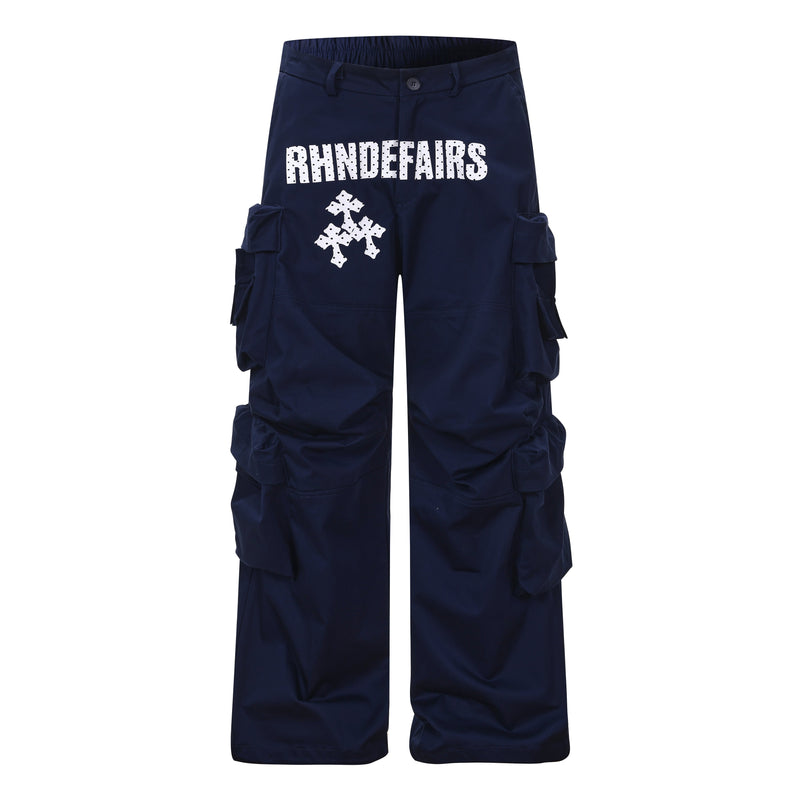 Rhndefairs Graphic Cargo Wide-Leg Pants | Street Style
