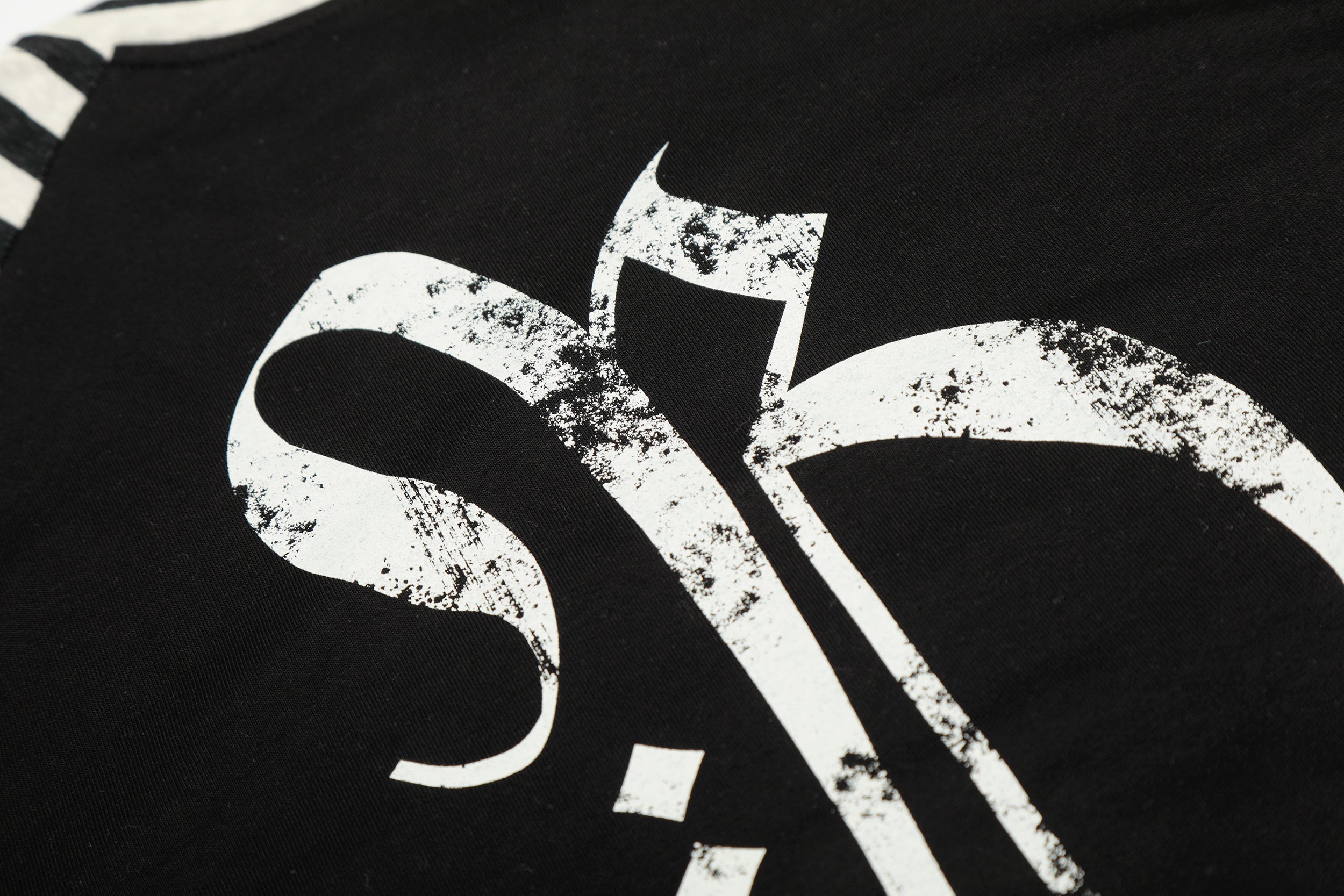 Gothic Cross Graphic Raglan Long Sleeve Tee | Striped Sleeves