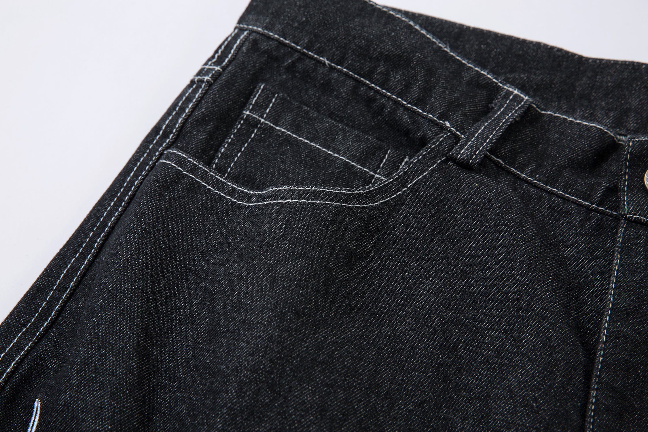 Tribal Wide-Leg Black Denim Jeans | Streetwear Baggy Fit