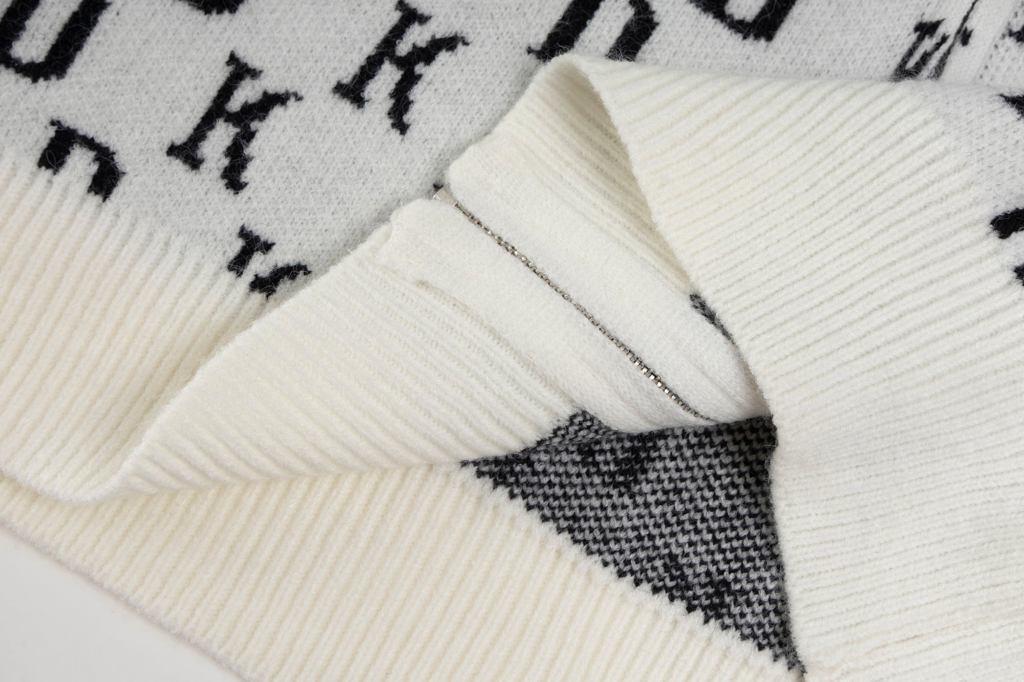 DK Allover Monogram Knit Zip Hoodie | Gothic Cross Embroidery