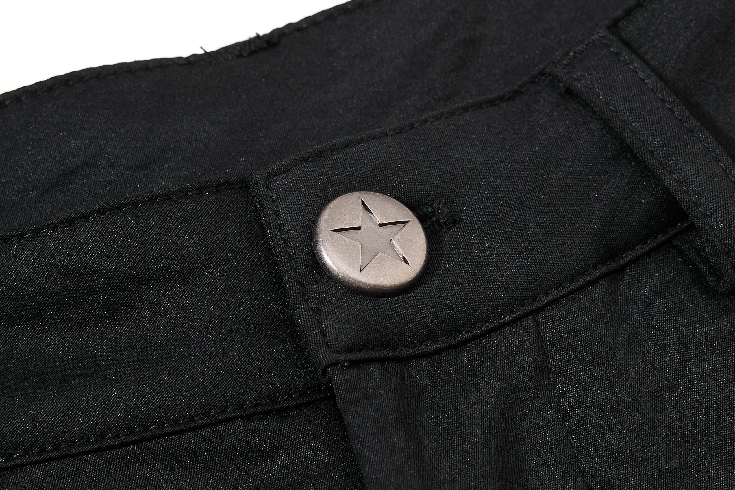 Gothic Wide-Leg Pants | Button Detail & Graphic Print