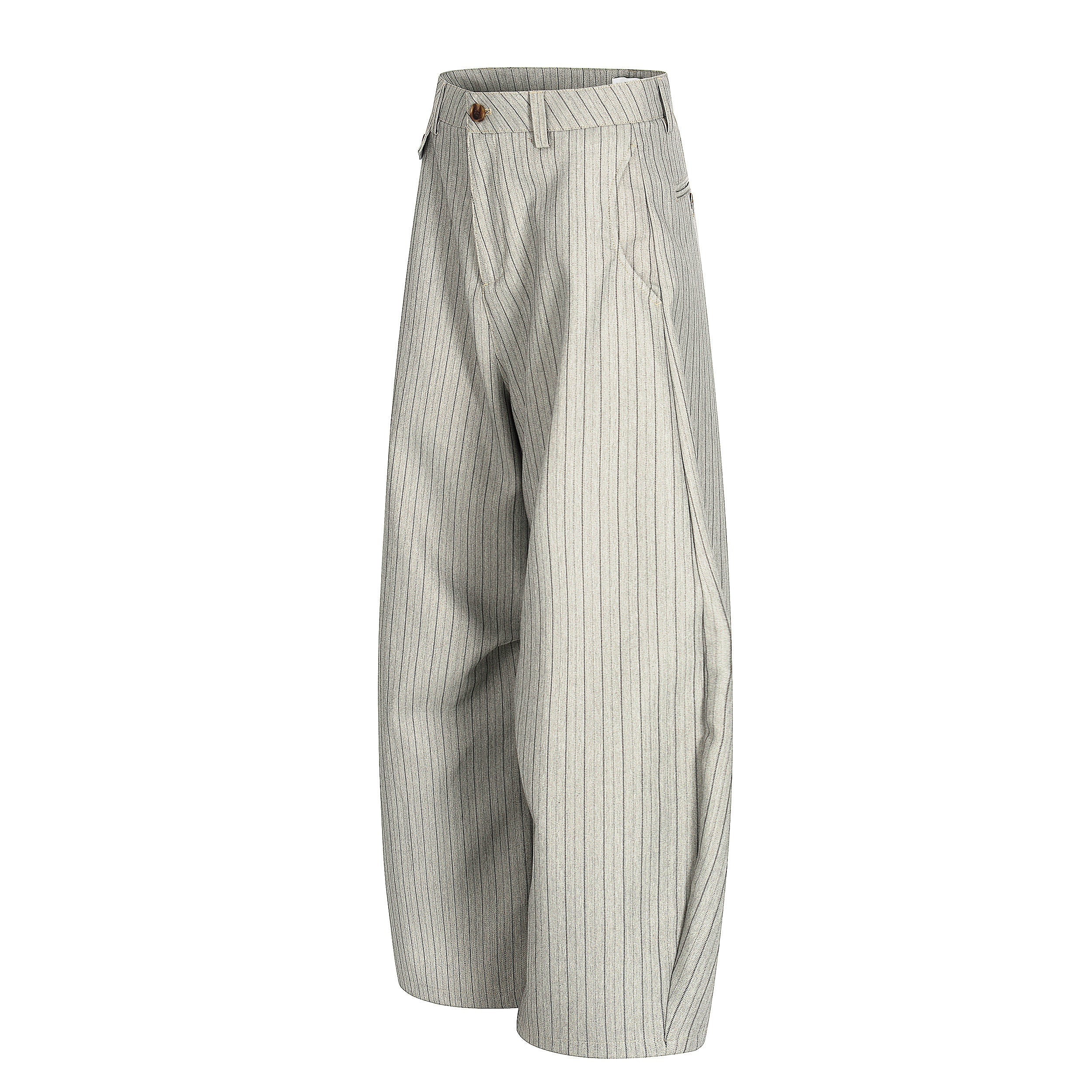 Pinstripe Barrel Leg Trousers | Vintage Wide Leg Pants