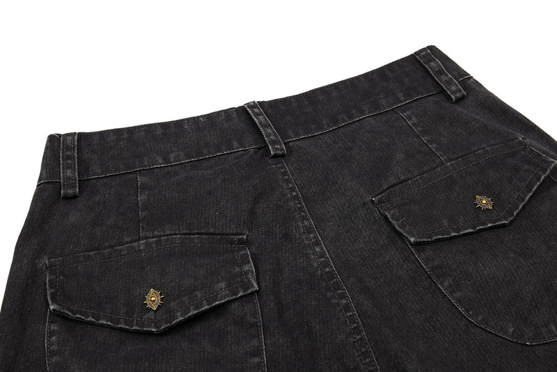 Multi-Zip Panel Cargo Denim Pants | Wide-Leg Streetwear