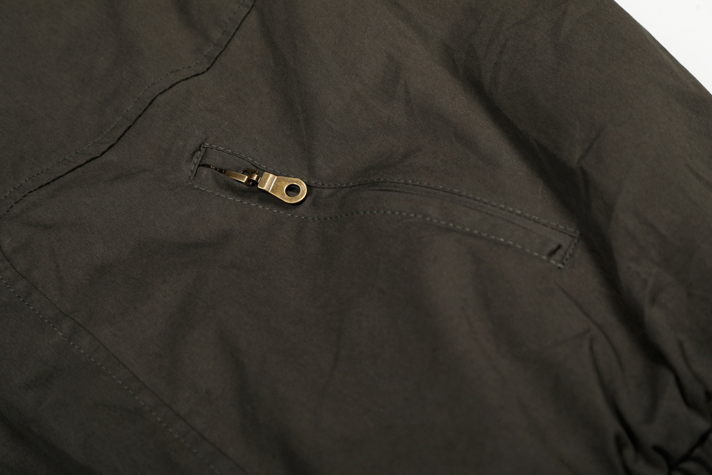 Cotton Stand-Collar Bomber Jacket | Army Green & Brown