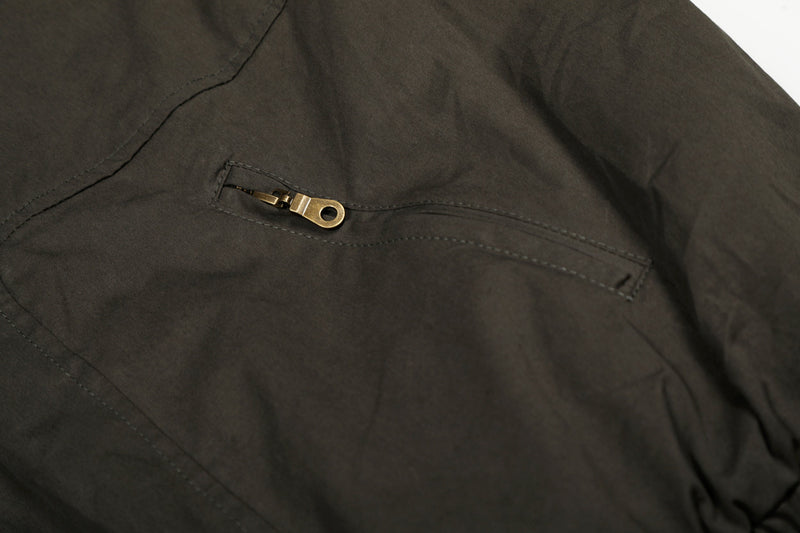 Cotton Stand-Collar Bomber Jacket | Army Green & Brown