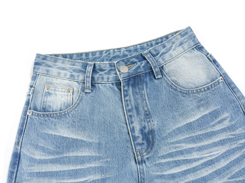 Omirad Faded Wide-Leg Jeans | Vintage Wash Streetwear Denim