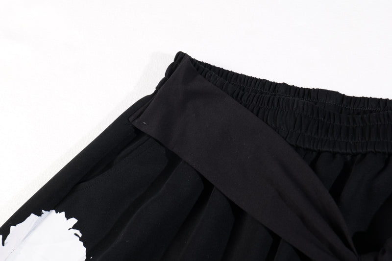 Rock Graphic Wide-Leg Wrap Pants | Streetwear Drape