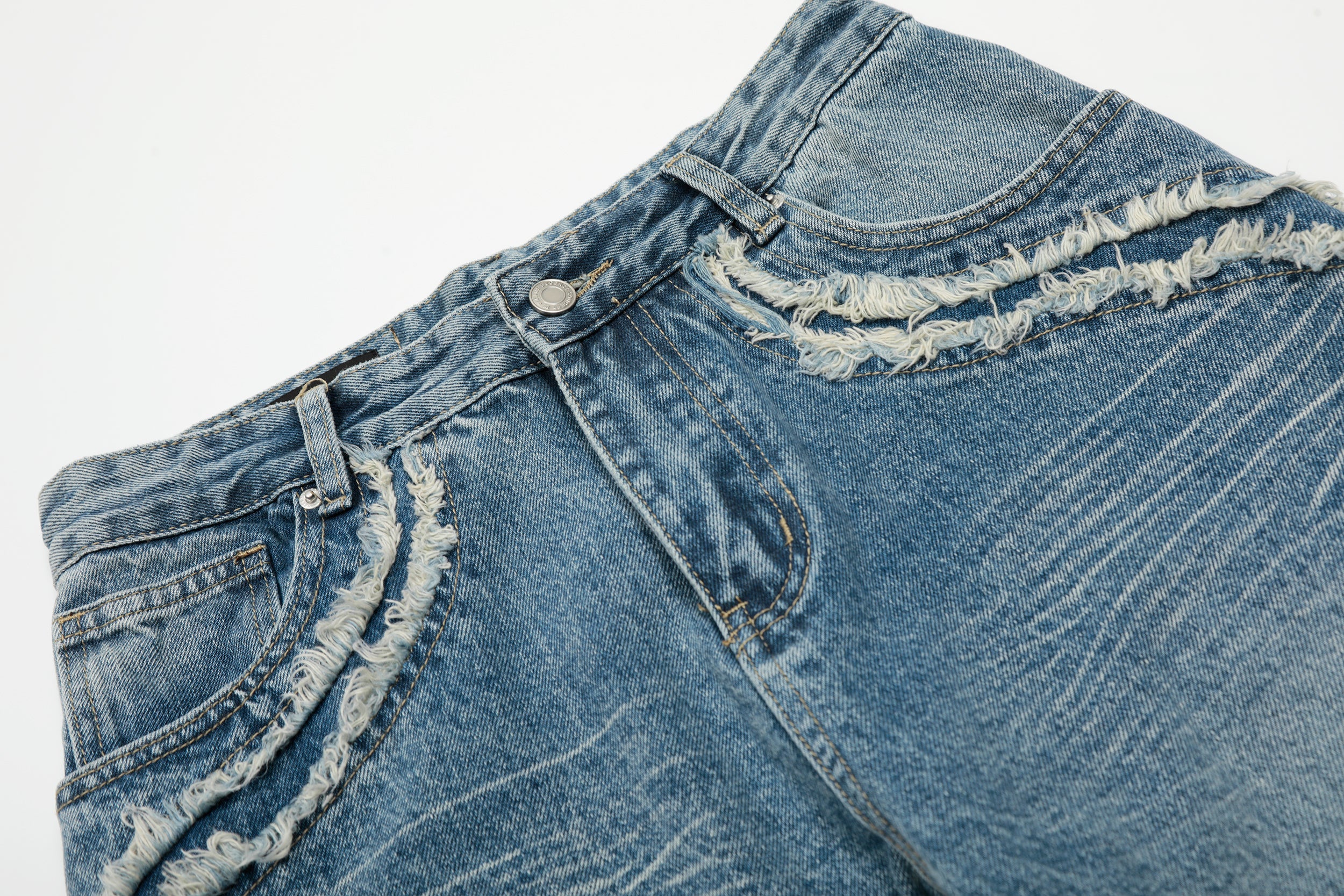 Fringe-Detail Vintage Wide-Leg Jeans | Omirad