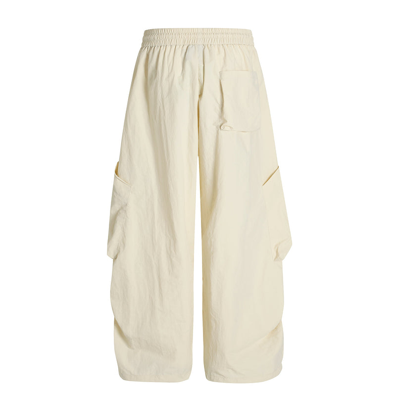 Nylon Utility Cargo Wide-Leg Pants | Pastel Streetwear