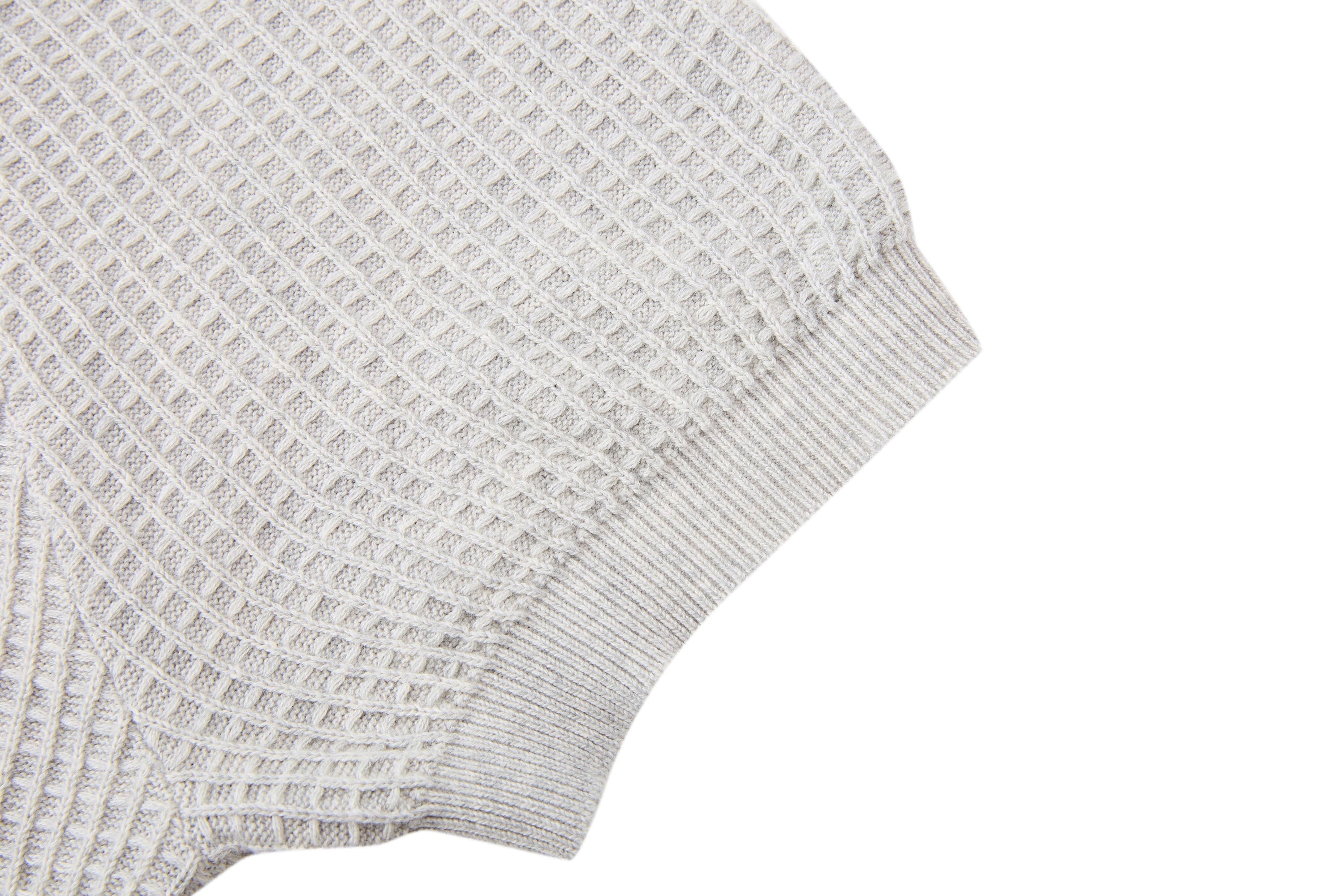 Waffle Knit Short-Sleeve Sweater | Relaxed Fit Cotton Blend