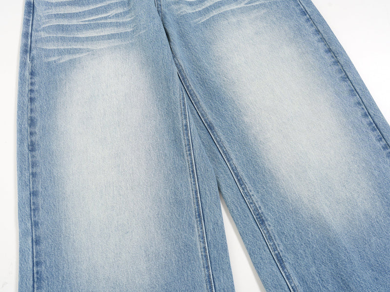 Omirad Faded Wide-Leg Jeans | Vintage Wash Streetwear Denim