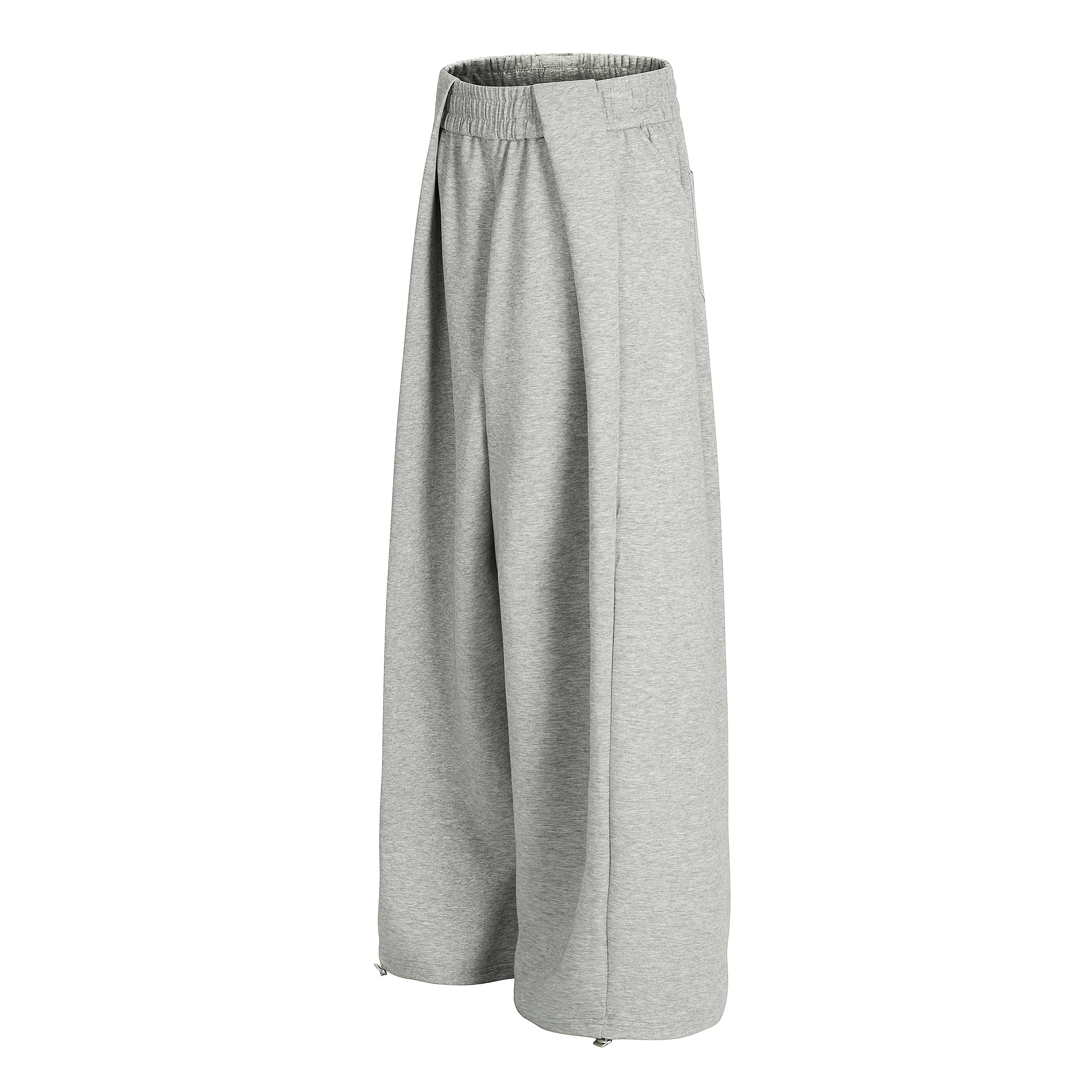 Omirad Pleated Relaxed Wide-Leg Pants – Light Grey