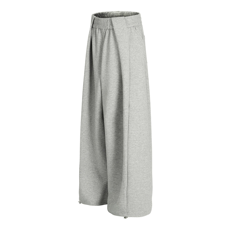 Omirad Pleated Relaxed Wide-Leg Pants – Light Grey