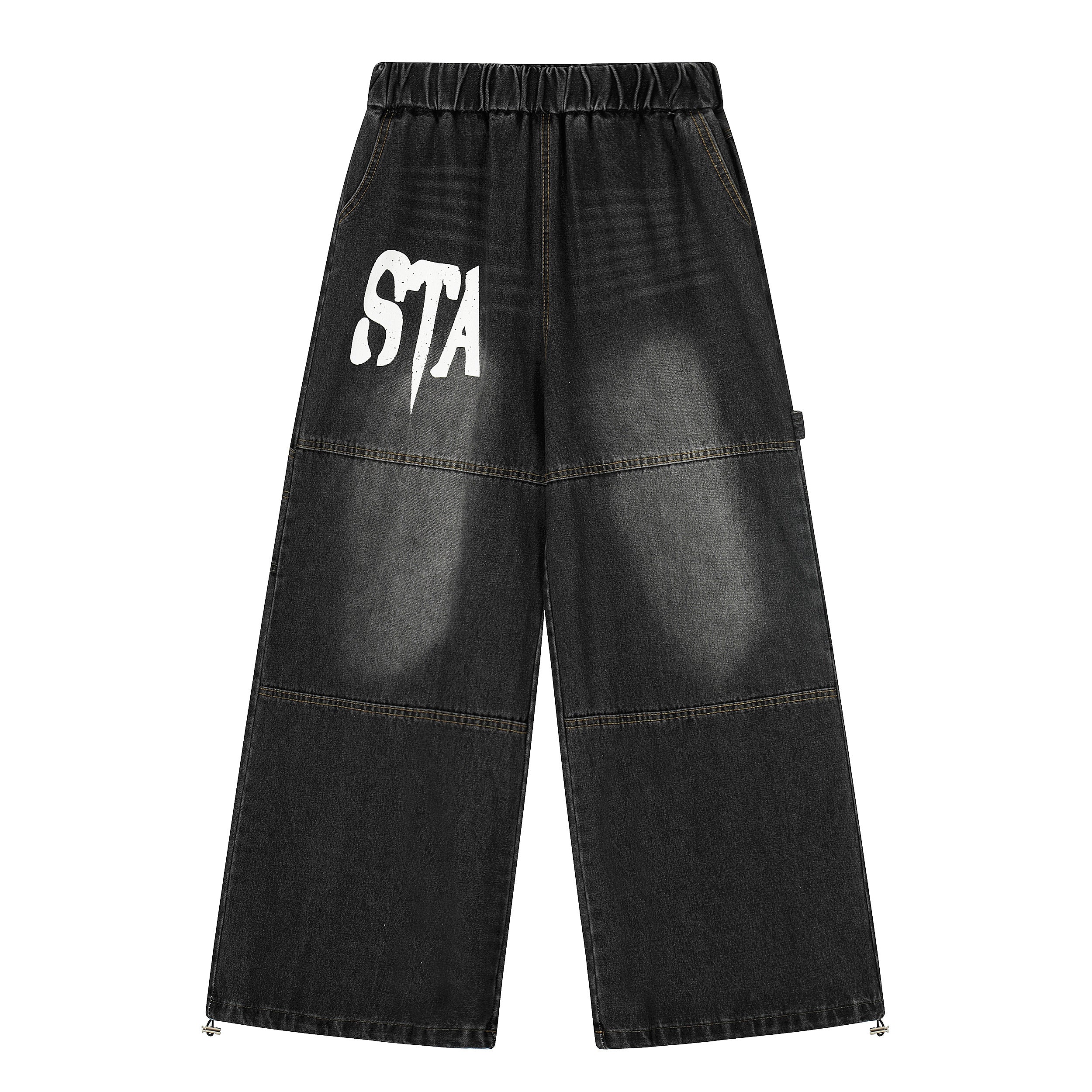 Omirad Star Flag Wide-Leg Washed Denim Pants | Streetwear