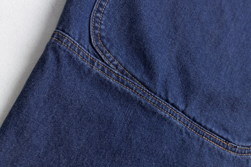 Omirad Embroidered Wide-Leg Cotton Denim Pants | Deep Blue
