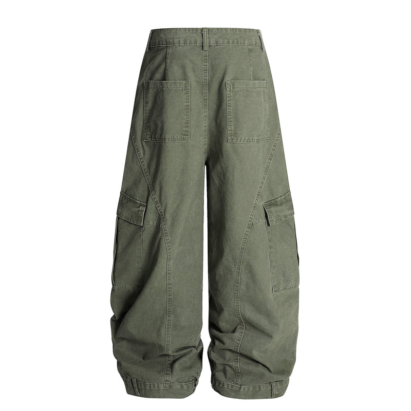 Omirad Heavy-Wash Wide-Leg Cargo Pants | Oversized Streetwear