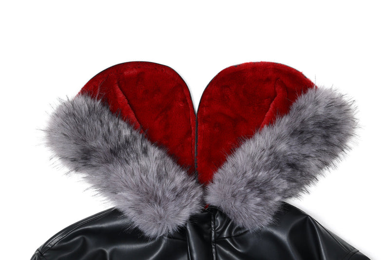 Faux Fur Hood PU Puffer Jacket | High-Gloss Street-Luxury