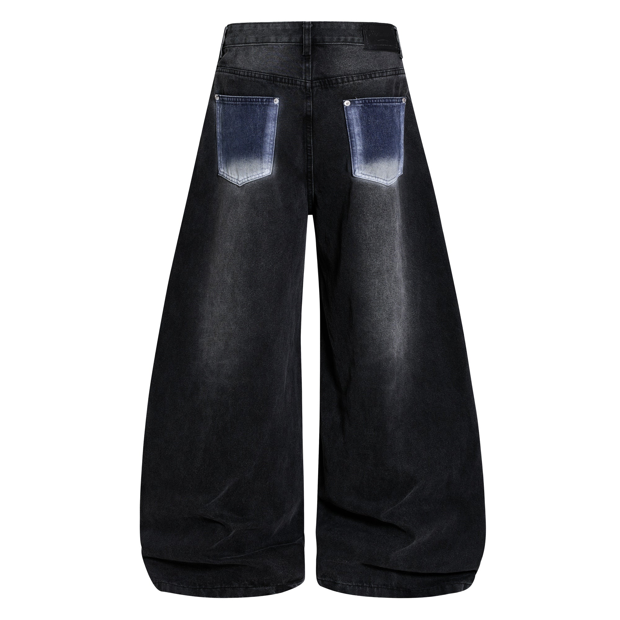 Graphic Panel Wide-Leg Denim Jeans | Vintage Black Streetwear