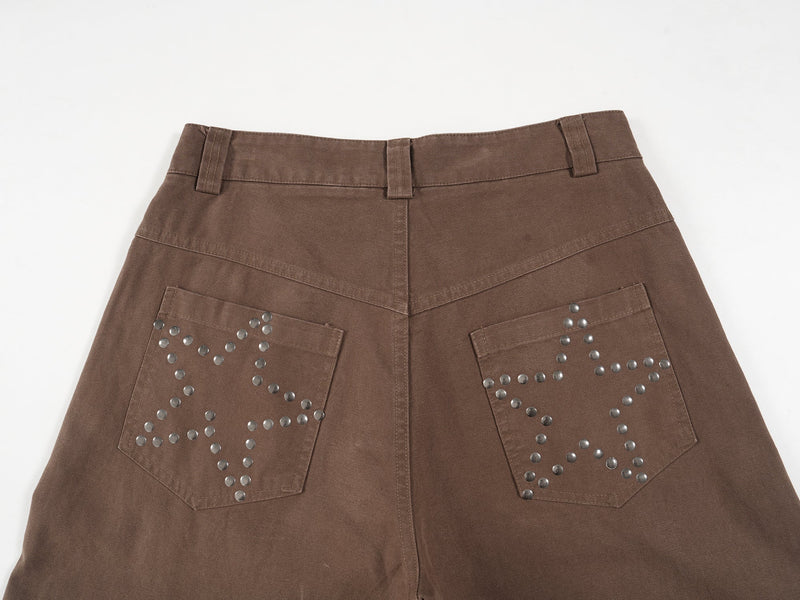Wide-Leg Jeans with Rhinestone Star Back Pockets | SEAKOFF