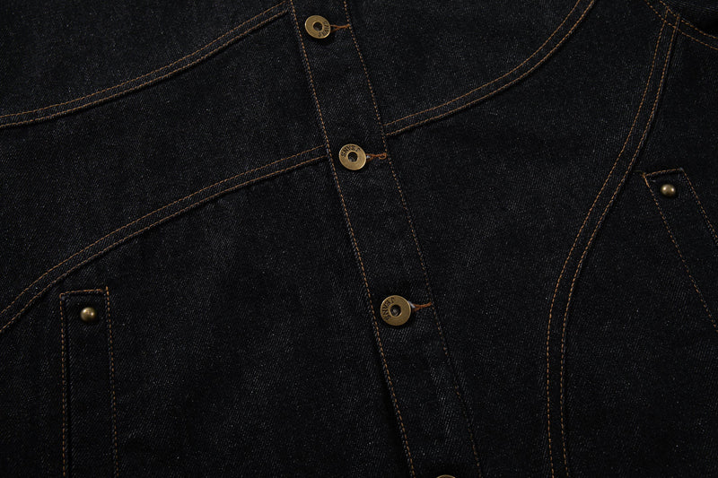 Omirad Curved Seam Denim Jacket | Dark Indigo Cotton
