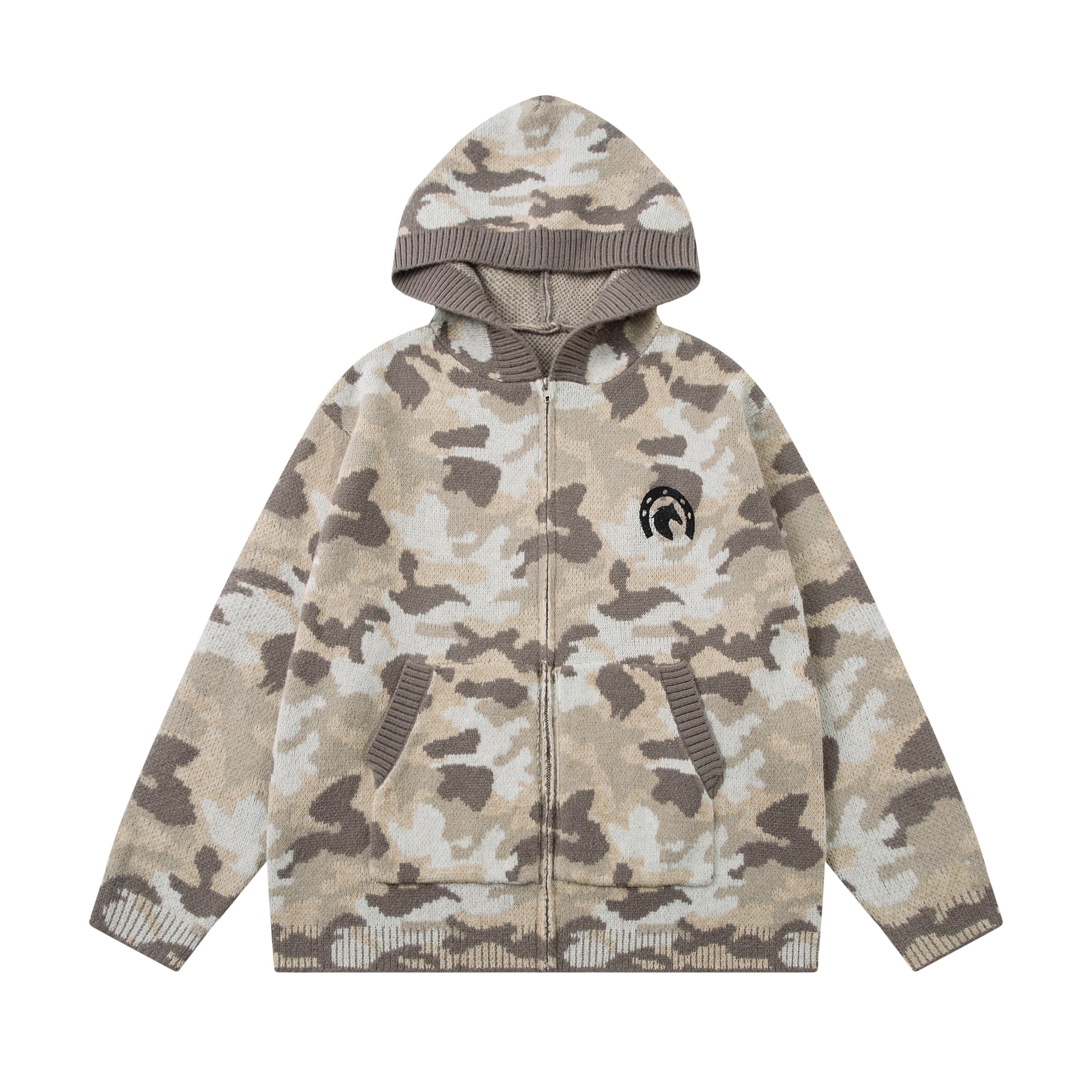 Omirad 07 Camo Knit Zip-Up Hoodie | Streetwear Sweater