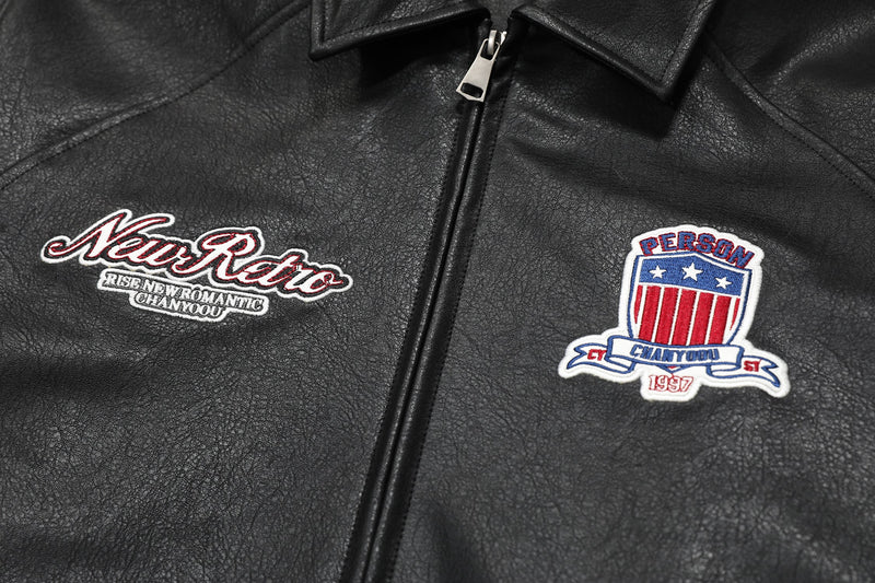 Varsity Patch PU Leather Bomber Jacket | Retro Streetwear