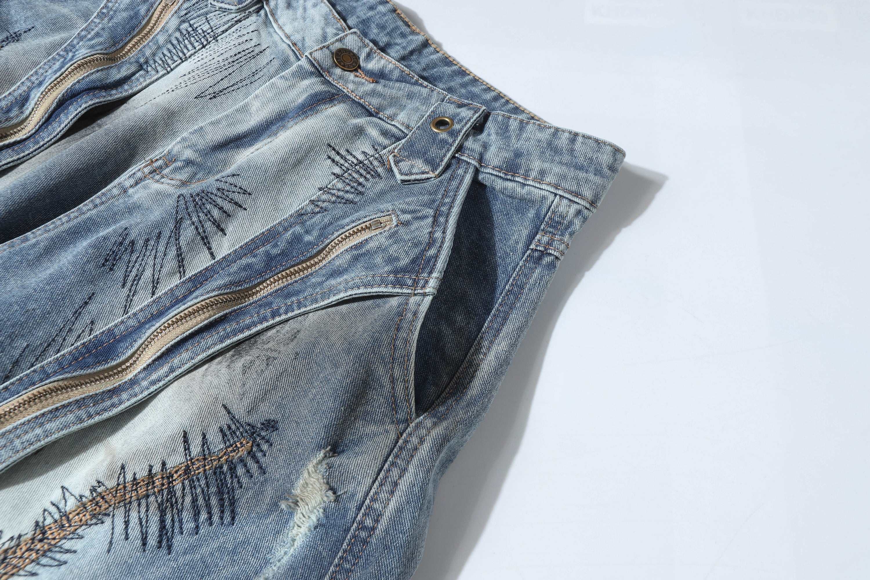 Omirad Distressed Patchwork Wide-Leg Denim Pants | Y2K