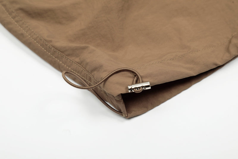 Nylon Plaid-Trim Stacked Pants | Wide-Leg Streetwear