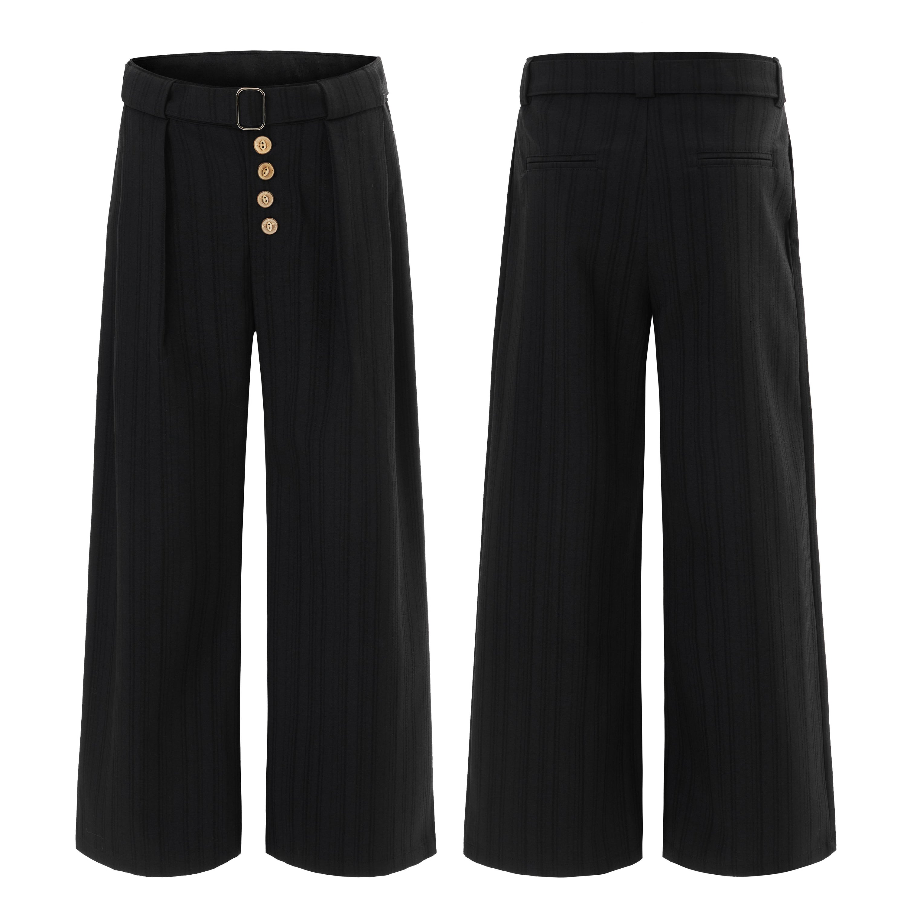 Deconstructed Pinstripe Wide-Leg Trousers | Vintage Tailored