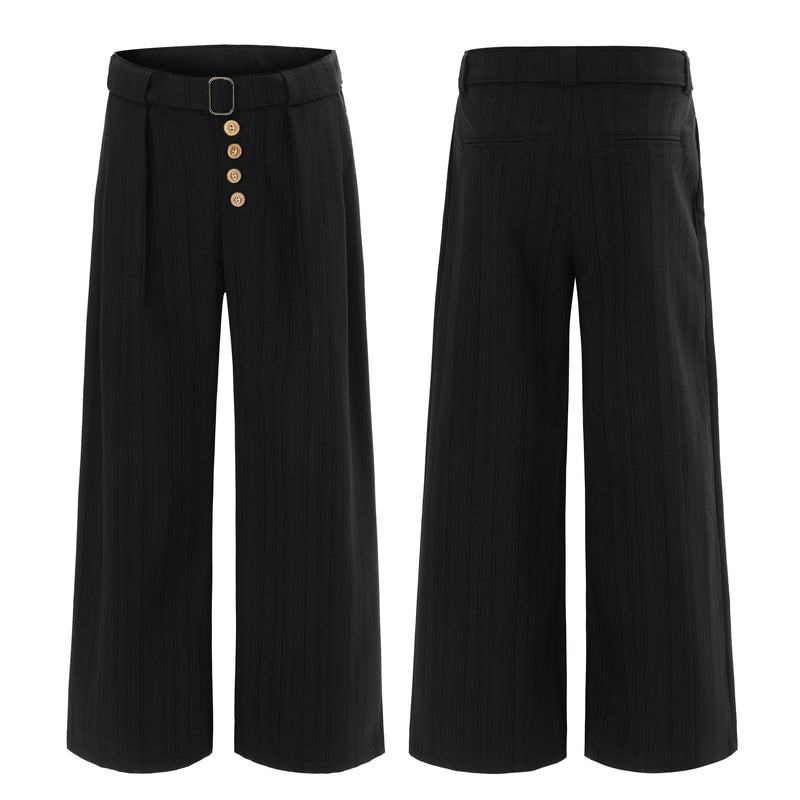 Deconstructed Pinstripe Wide-Leg Trousers | Vintage Tailored