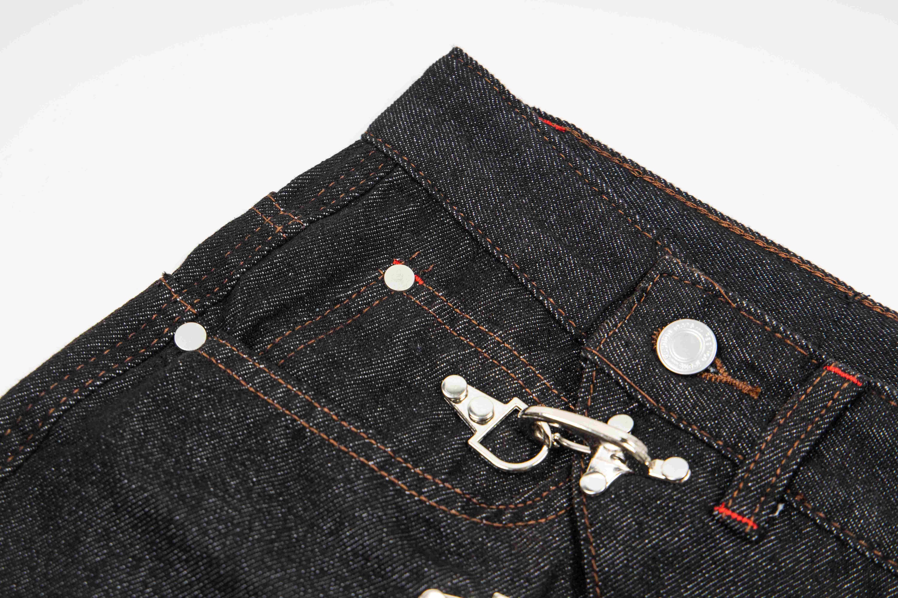 Omirad Hook Closure Wide-Leg Denim Pants | Dark Wash