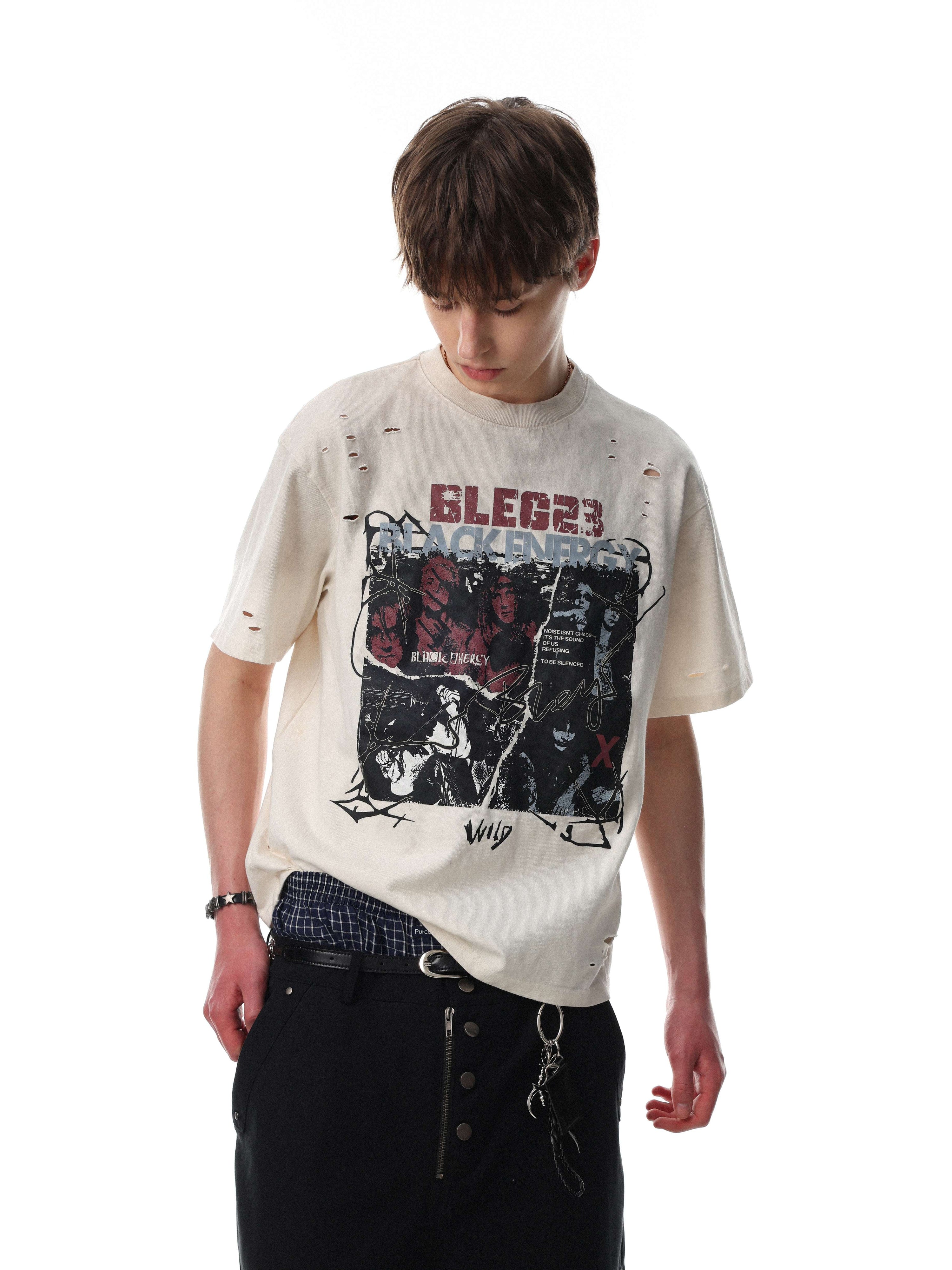 Omirad Wild Noise Vintage Distressed Graphic Band Tee