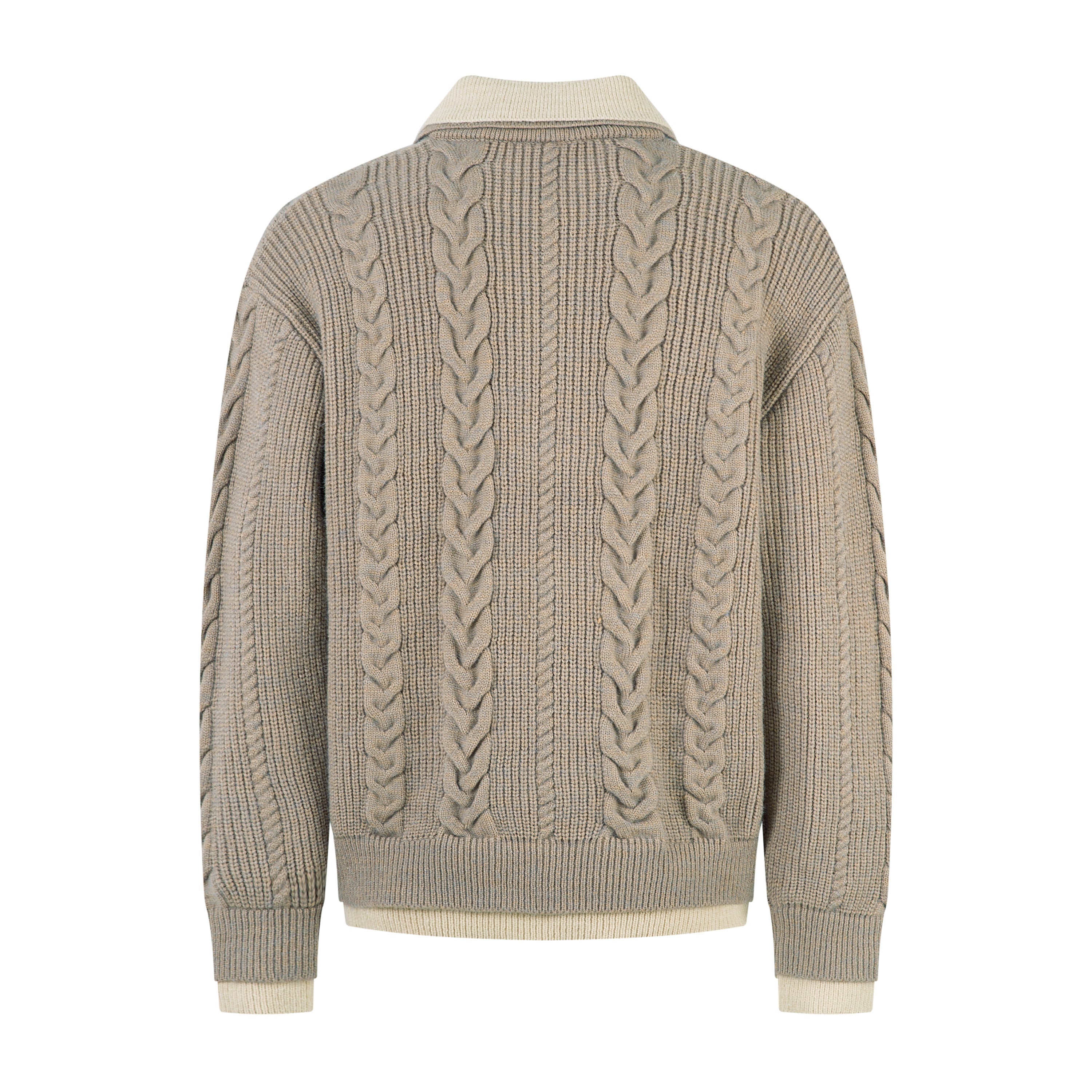 Omirad Vintage Cable Knit Polo Sweater | Contrast Collar