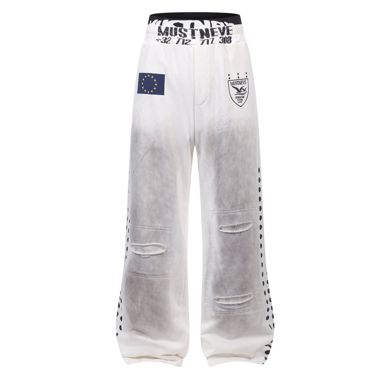 Distressed Wide-Leg Sweatpants | Washed Streetwear Joggers