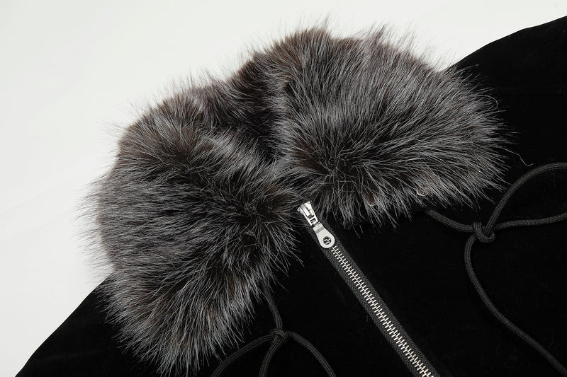 Faux Fur Collar Velvet Bomber Jacket | Cropped Streetwear