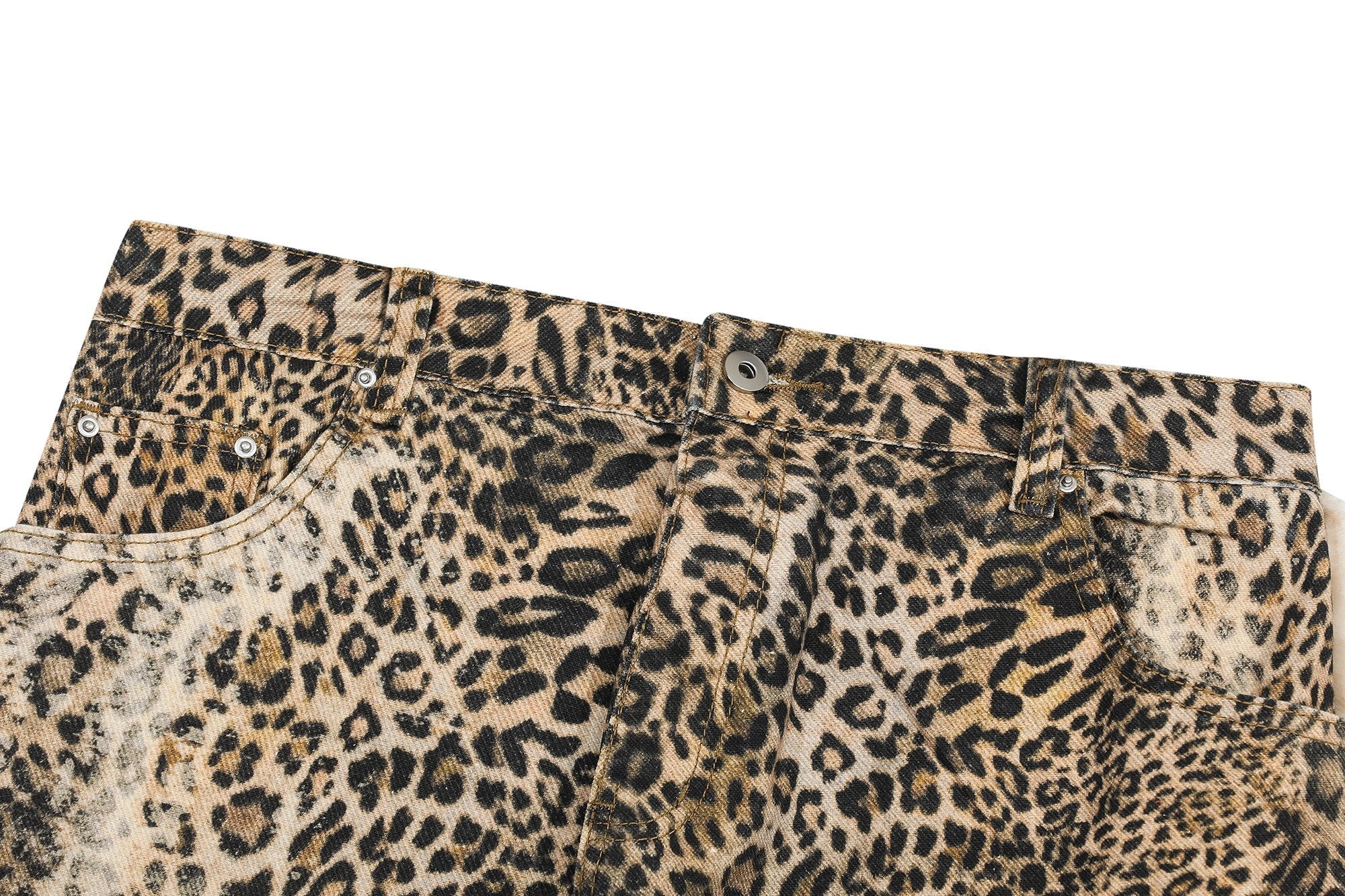 Leopard Print Fur-Trim Wide-Leg Jeans | Streetwear Statement