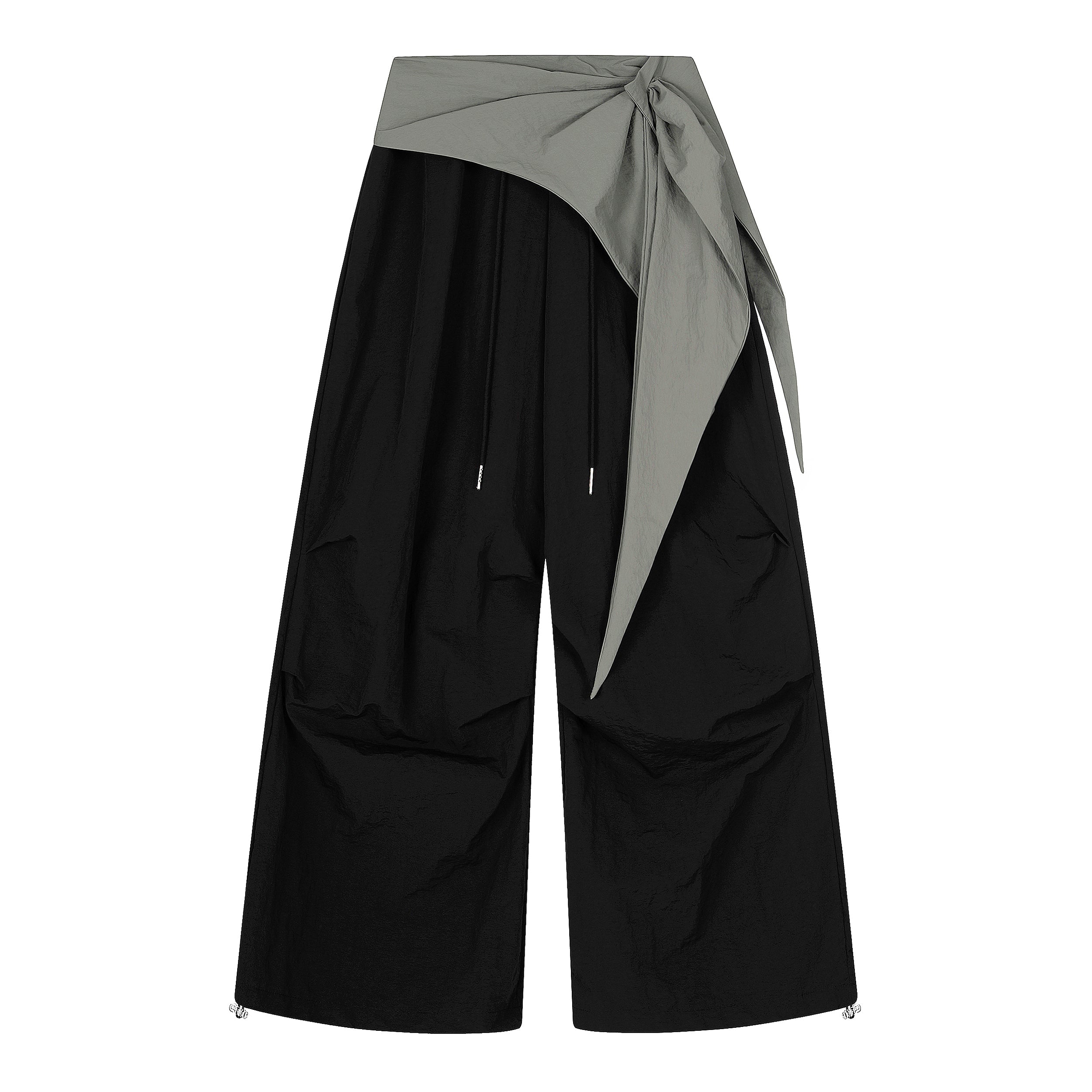 Omirad Draped Sash Wide-Leg Pants | Sculptural Streetwear
