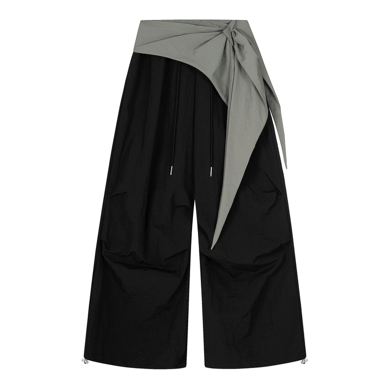 Omirad Draped Sash Wide-Leg Pants | Sculptural Streetwear