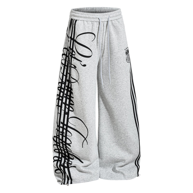Omirad Script Stripe Wide-Leg Sweatpants | Streetwear