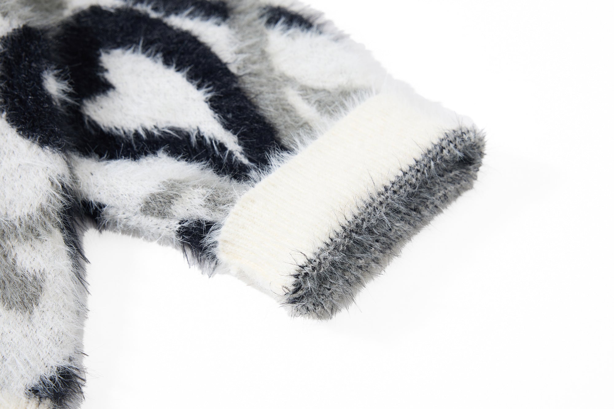 Abstract Flame Pattern Faux-Fur Zip Hoodie | Streetwear