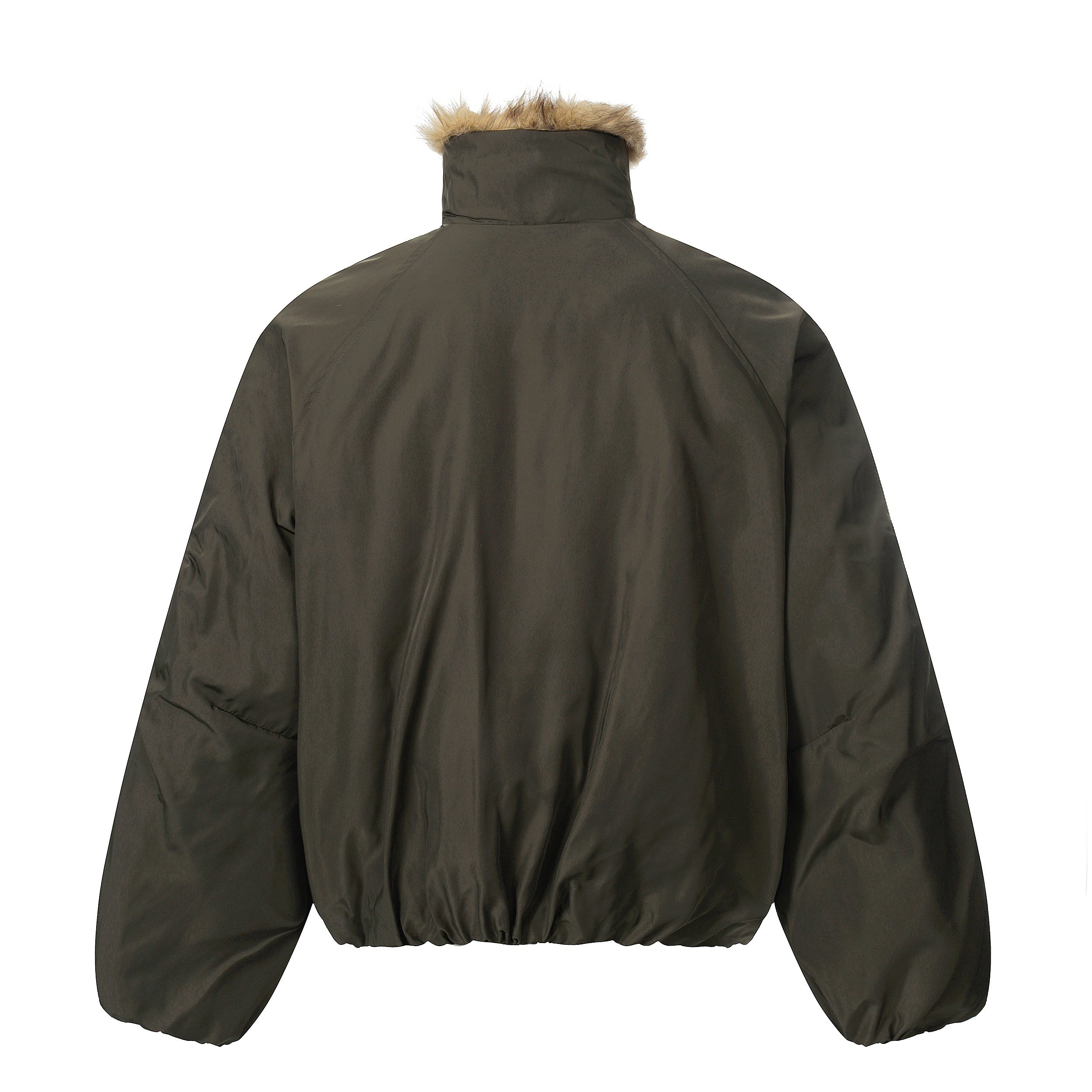 Faux Fur Collar Utility Bomber Jacket | Oversized Fit