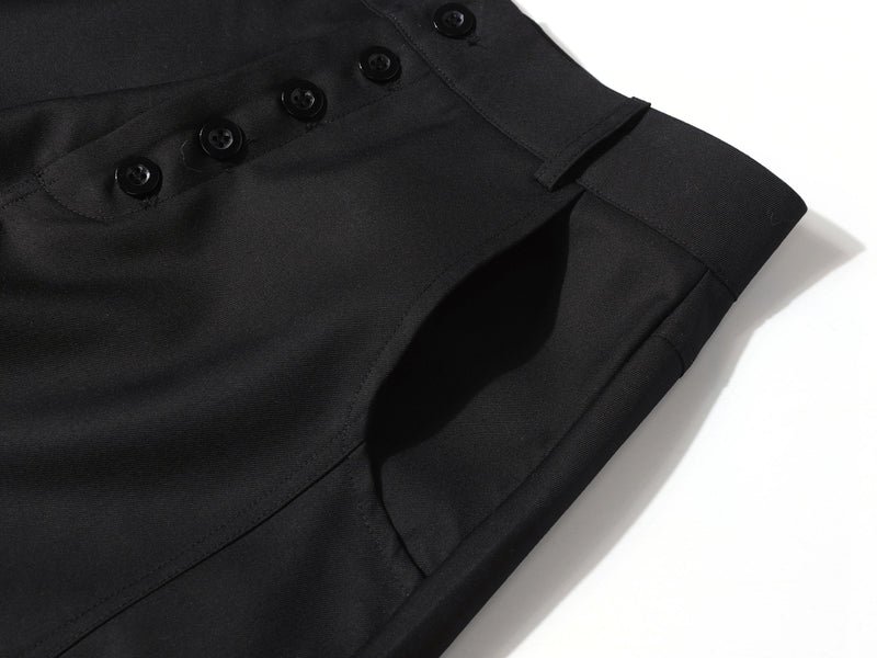 Multi-Button Barrel Wide-Leg Trousers | Sculpted Silhouette