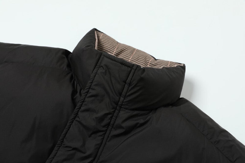Reversible Check Puffer Jacket | Plaid & Black | SEAKOFF