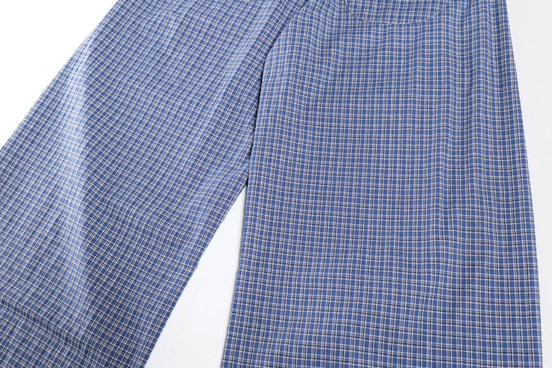 Check Pattern Relaxed Wide-Leg Cotton Pants | SEAKOFF