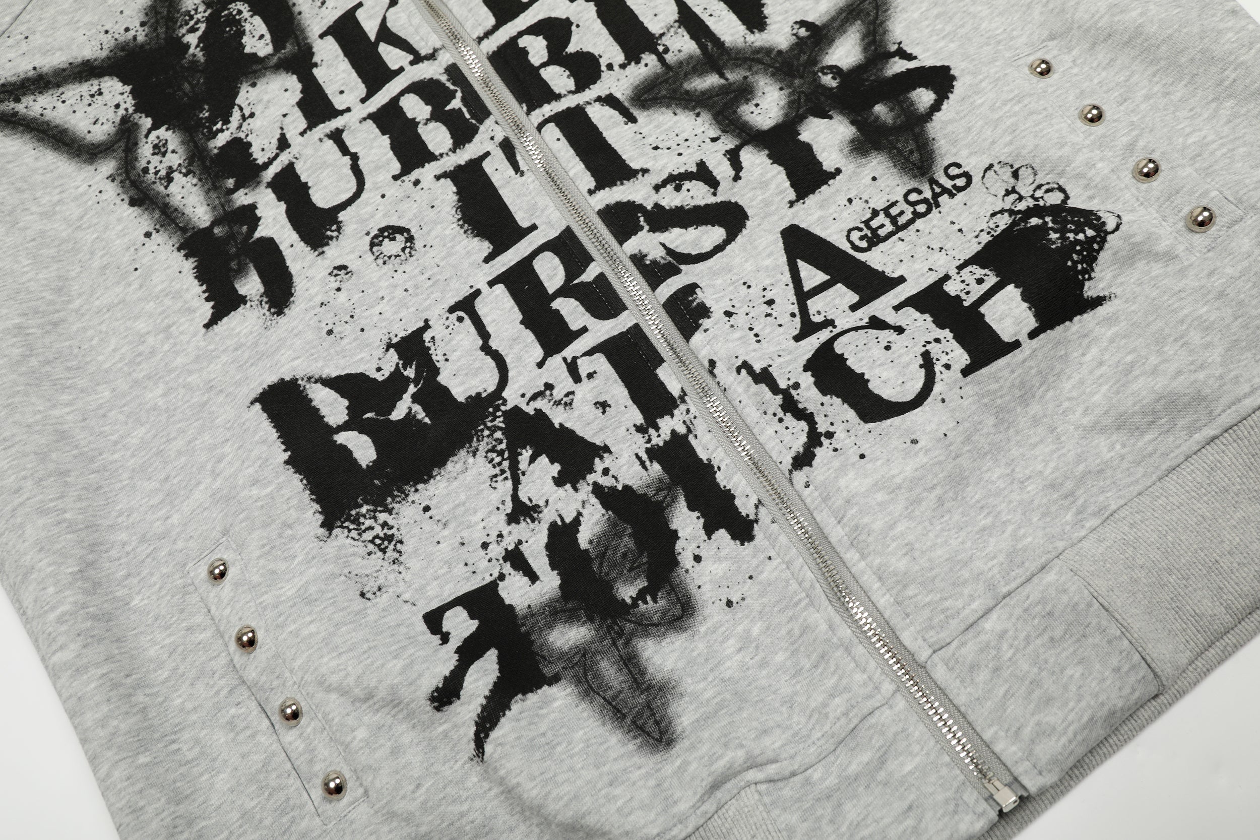 Faux-Fur Collar Graffiti Zip Hoodie | Streetwear Statement