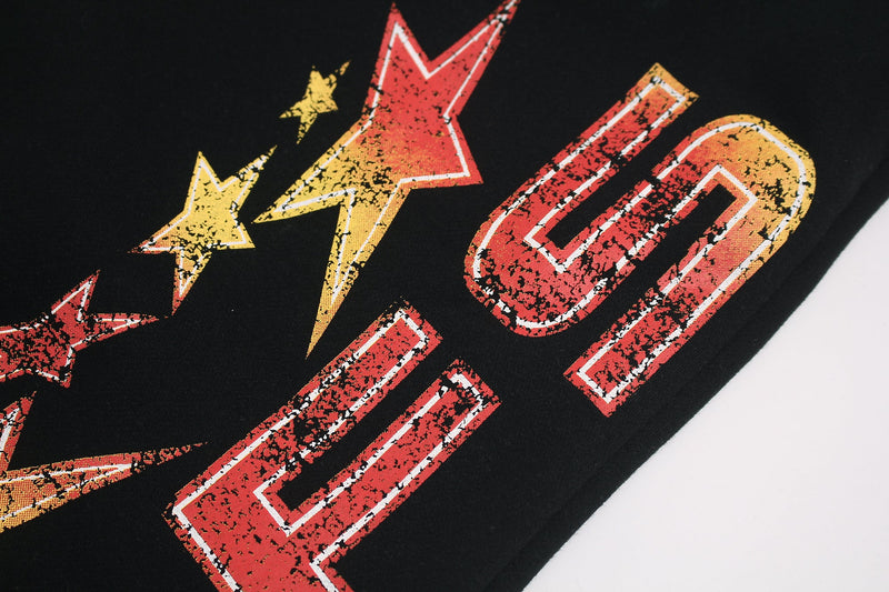 Fleece-Lined Glitter Star Wide-Leg Sweatpants | Y2K Street Style