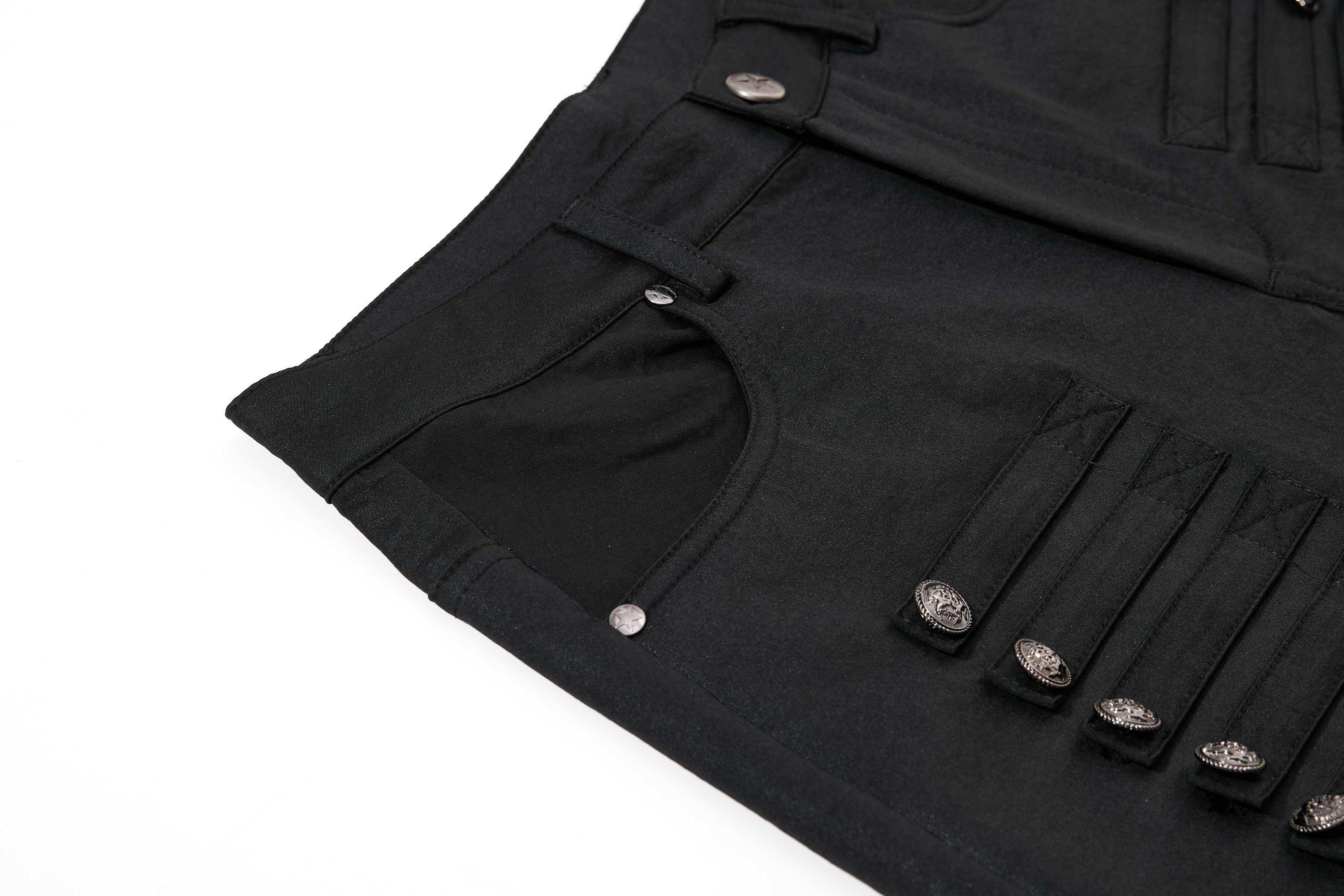 Gothic Wide-Leg Pants | Button Detail & Graphic Print