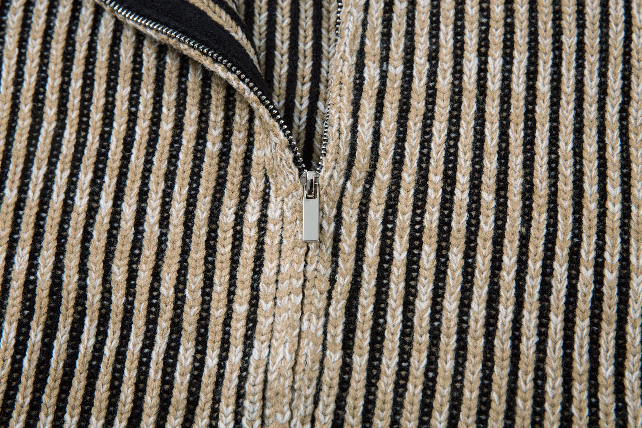Men's Striped Ribbed Texture Full-Zip Jacket | SEAKOFF